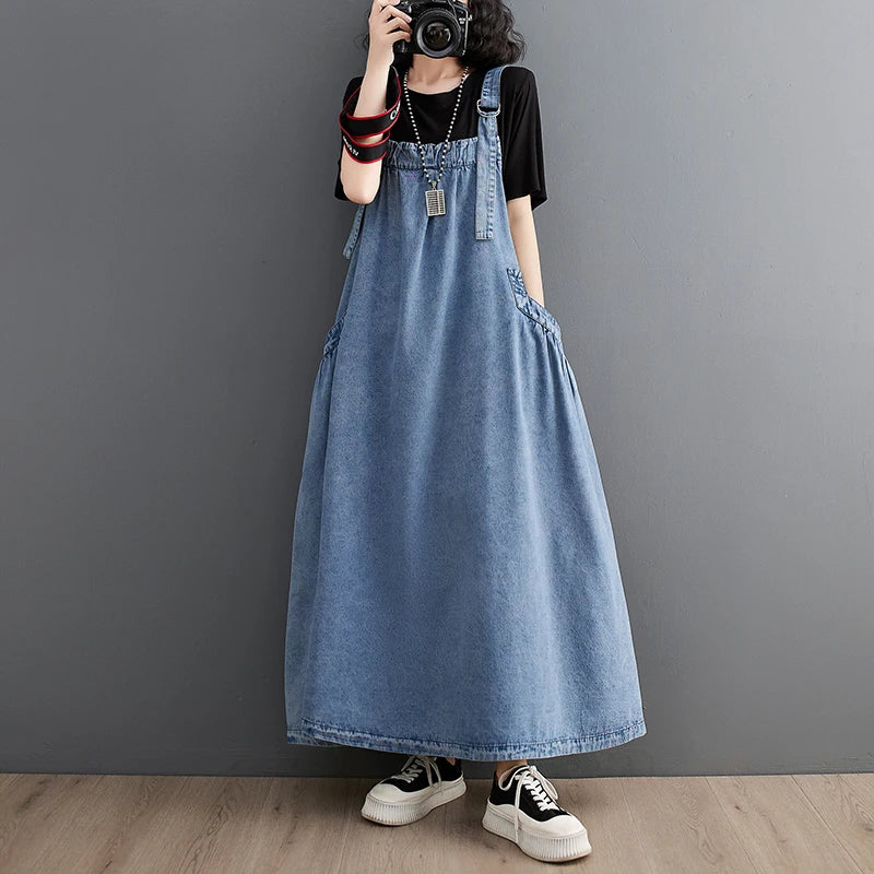 Chic Charm - Preppy Vintage Denim Jurk