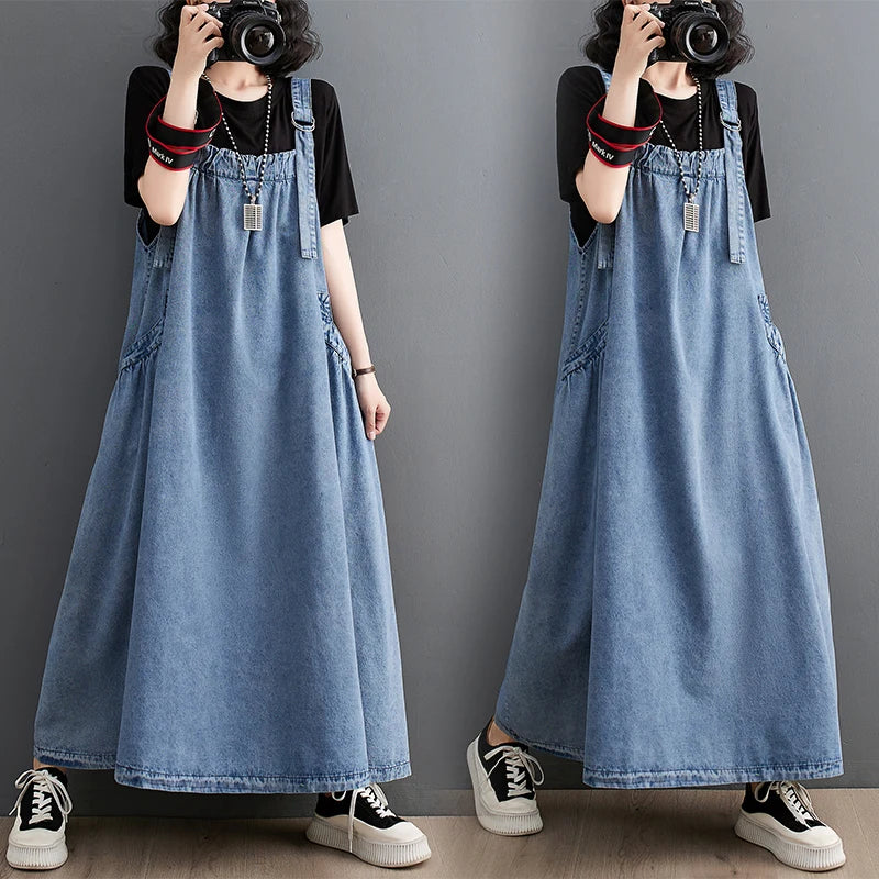 Chic Charm - Preppy Vintage Denim Jurk