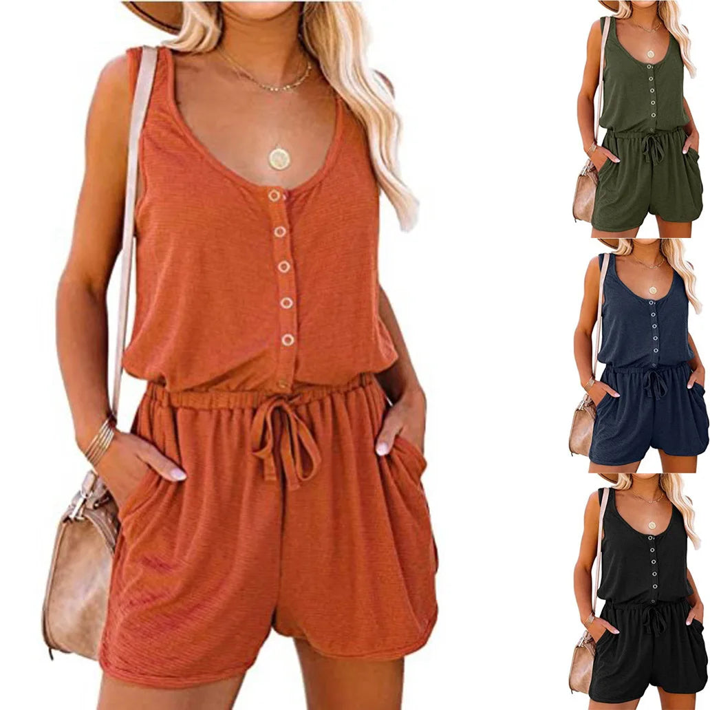 European Summer Sleeveless Jumpsuit Women