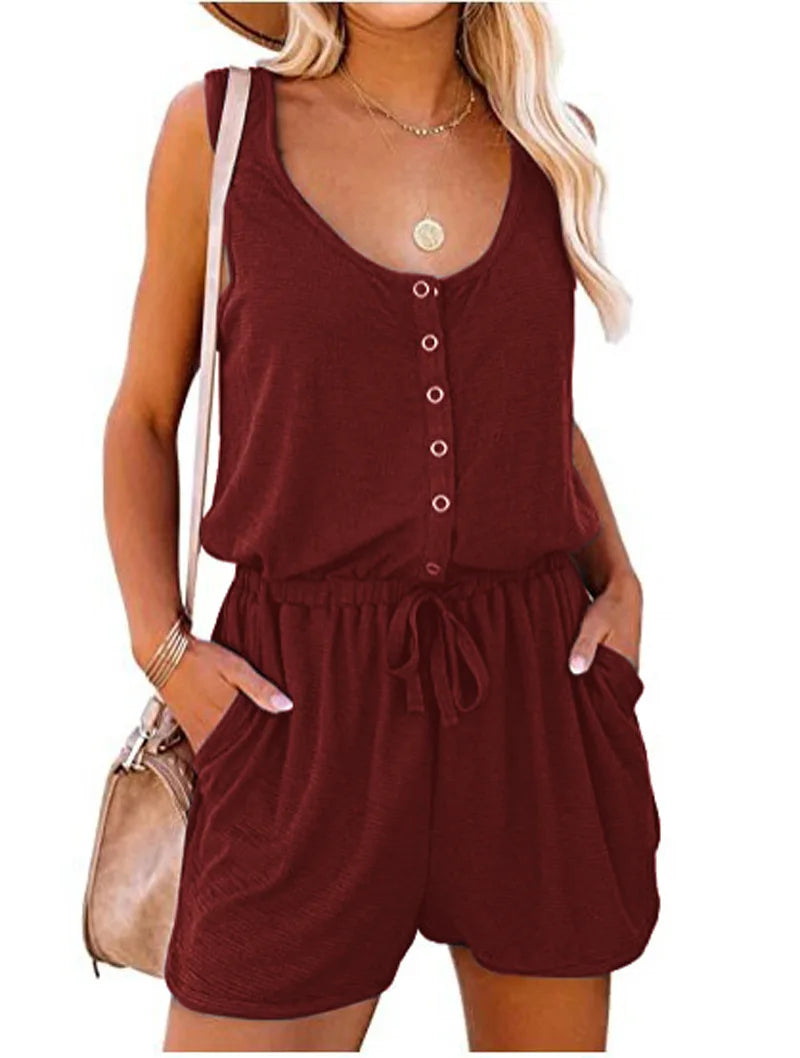 European Summer Sleeveless Jumpsuit Women