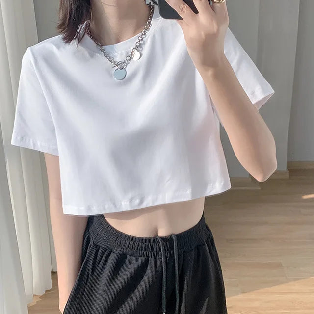 SummerEase Effen Farb-T-Shirt Top