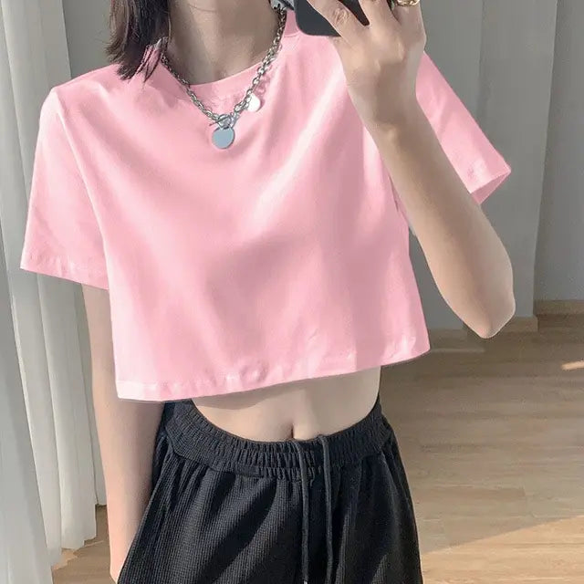 SummerEase Effen Farb-T-Shirt Top