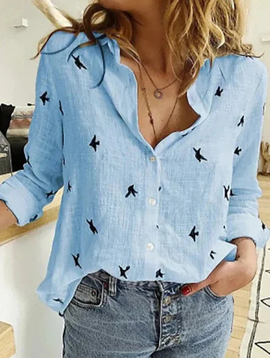 Evelyn | Comfortabel, flatterend katoenen shirt met lange mouwen