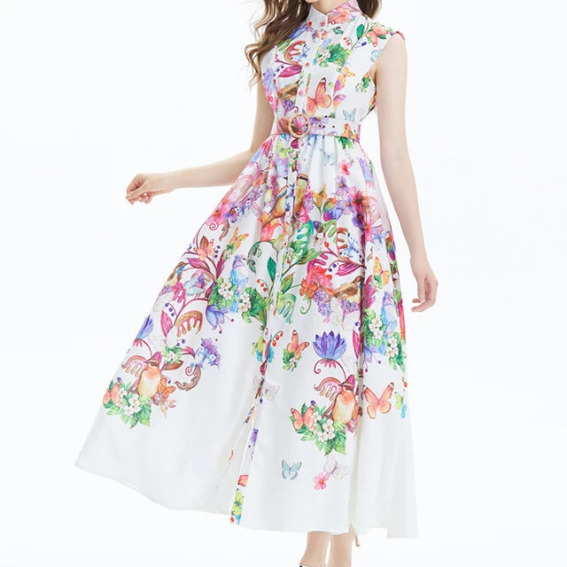 Verträumtes Blumenmuster Chiffon Kleid für Frauen