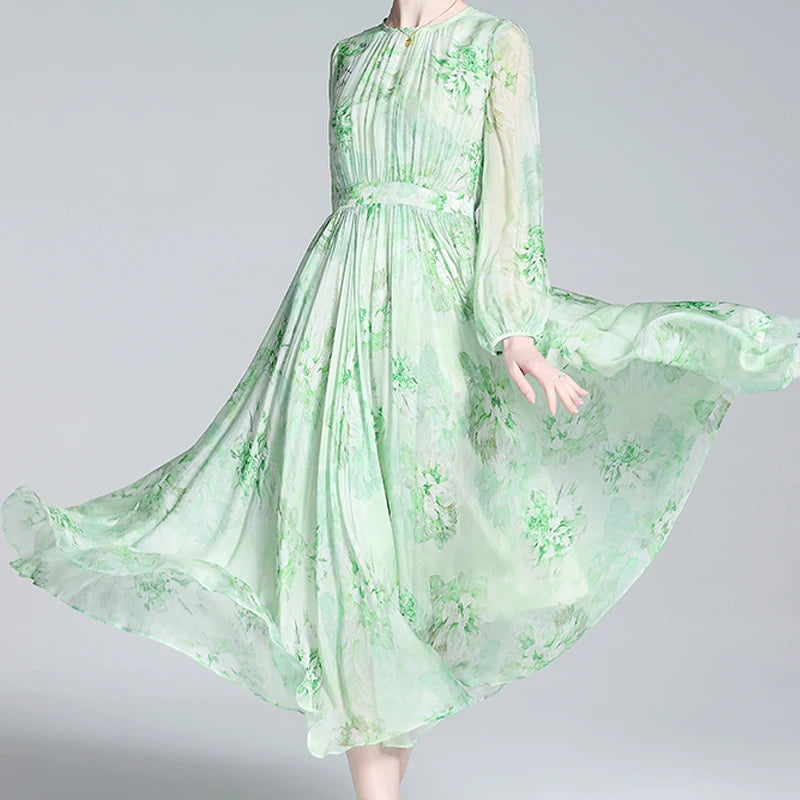 Evnisi Abito con Stampa di Fiori di Seta: Elegante Stile Estivo 2024