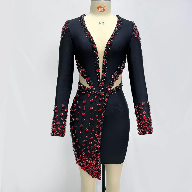 Black Long Sleeve V-Neck Dress for Timeless Elegance