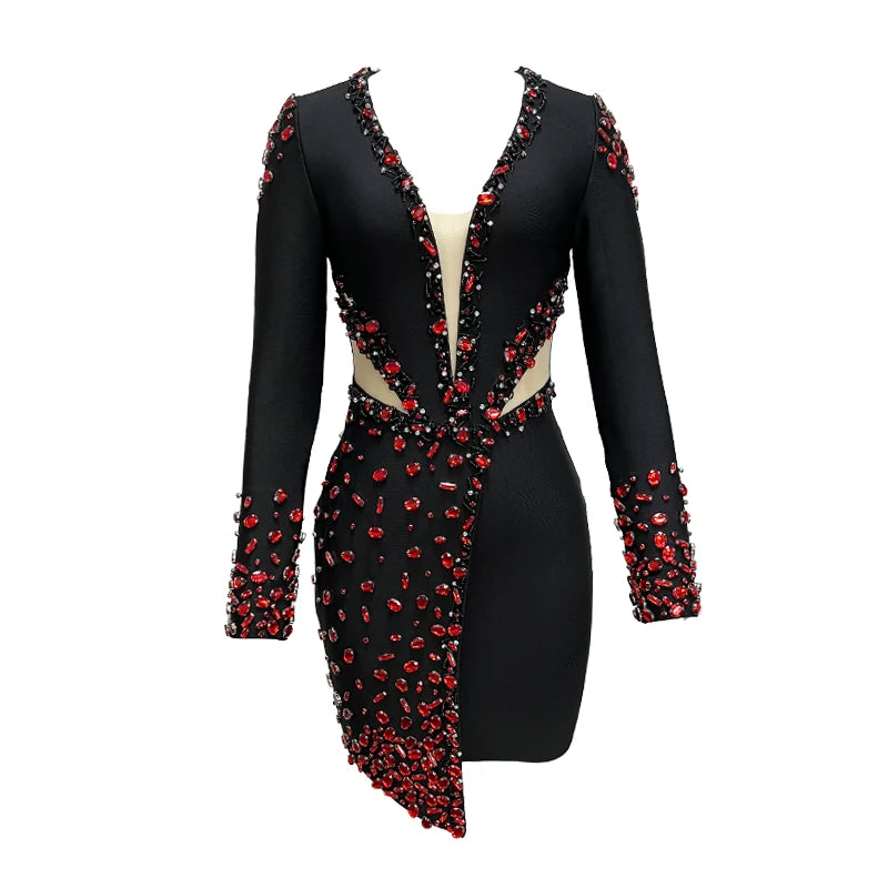 Black Long Sleeve V-Neck Dress for Timeless Elegance