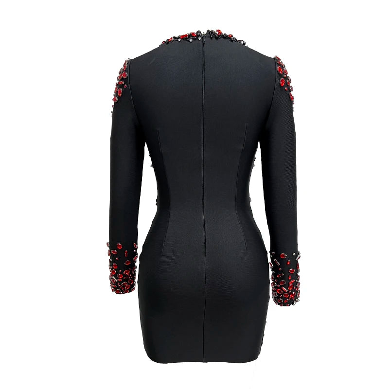 Black Long Sleeve V-Neck Dress for Timeless Elegance