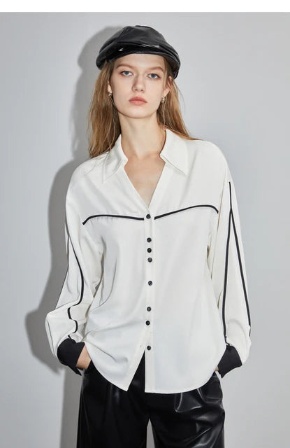 Luminous Luxe Witte Lange Mouwen Blouse