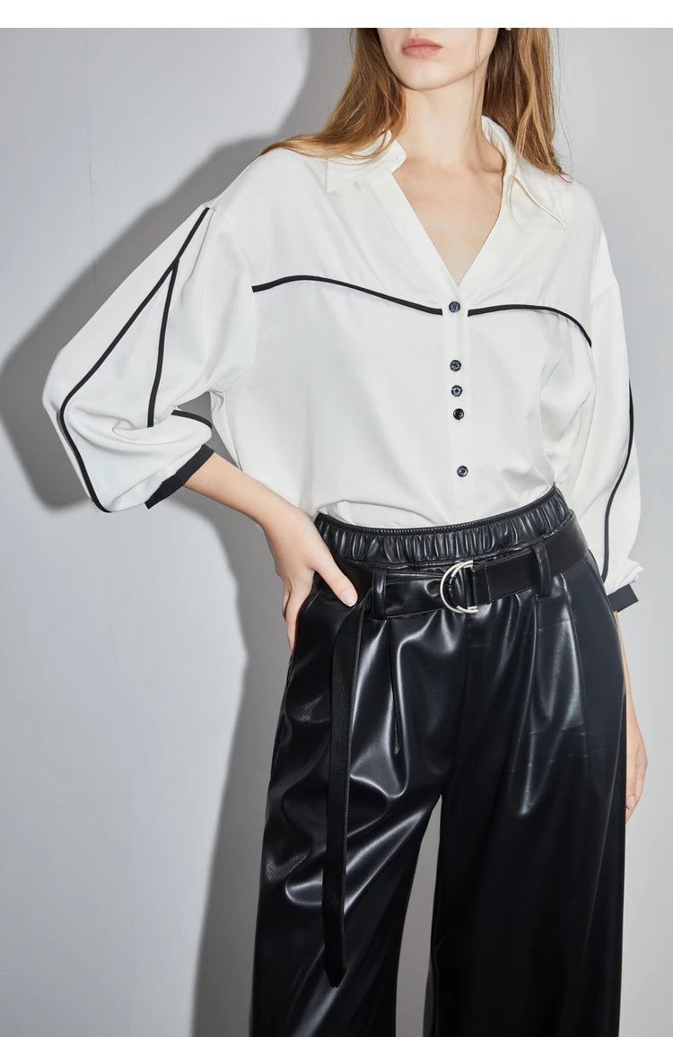 Luminous Luxe Witte Lange Mouwen Blouse