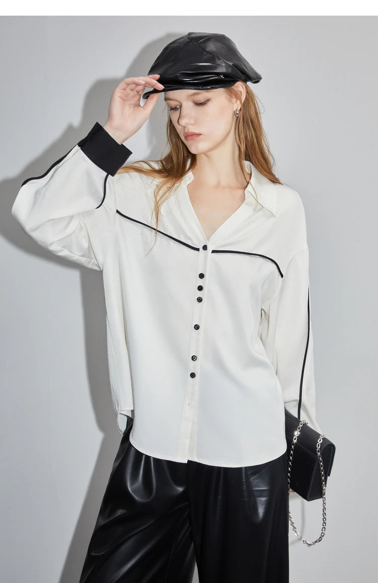 Luminous Luxe Witte Lange Mouwen Blouse