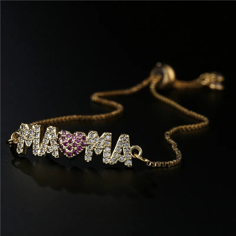 Radiant "Mama" Charm Bracelets of Golden Pride