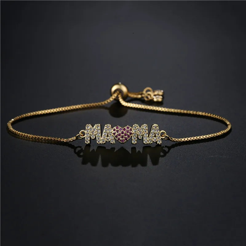 Radiant "Mama" Charm Bracelets of Golden Pride