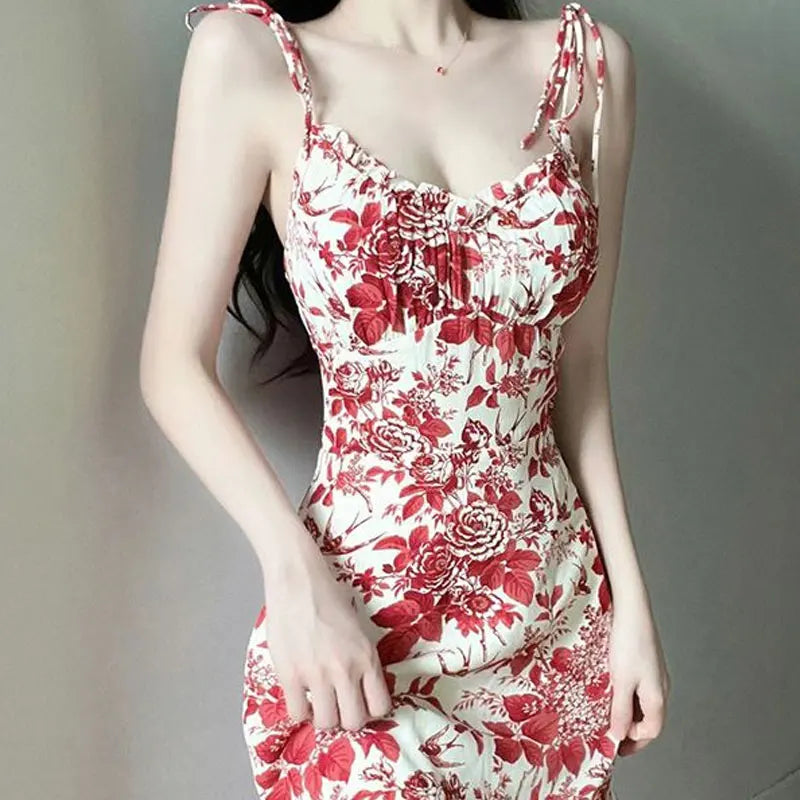 Franse Stijl Bloemen Slip Jurk