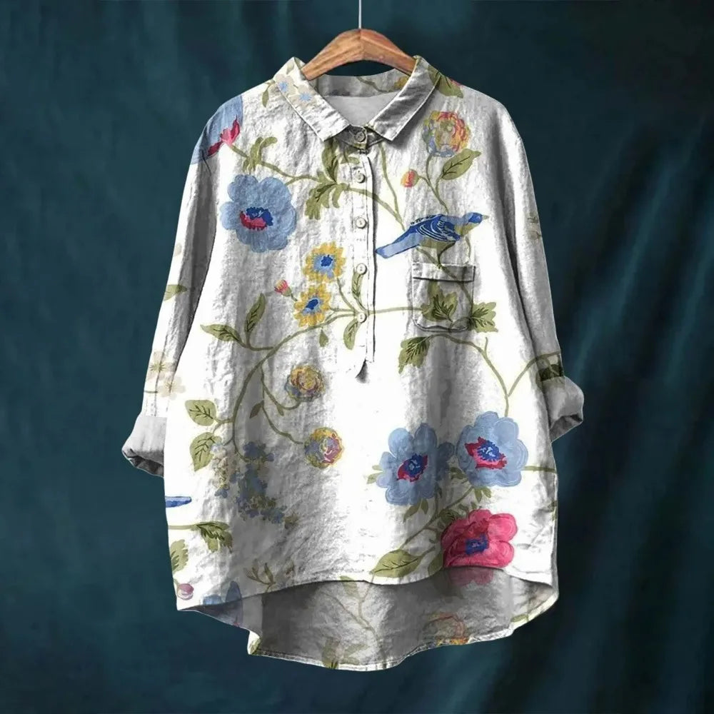 Franziska | Zomerblouse van katoen met bloeiende bloemenprint