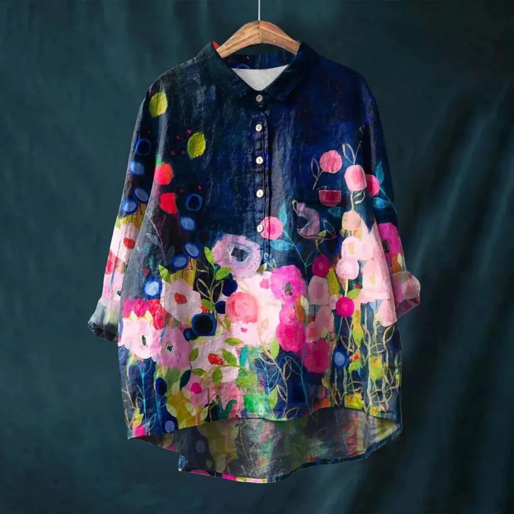 Franziska | Zomerblouse van katoen met bloeiende bloemenprint