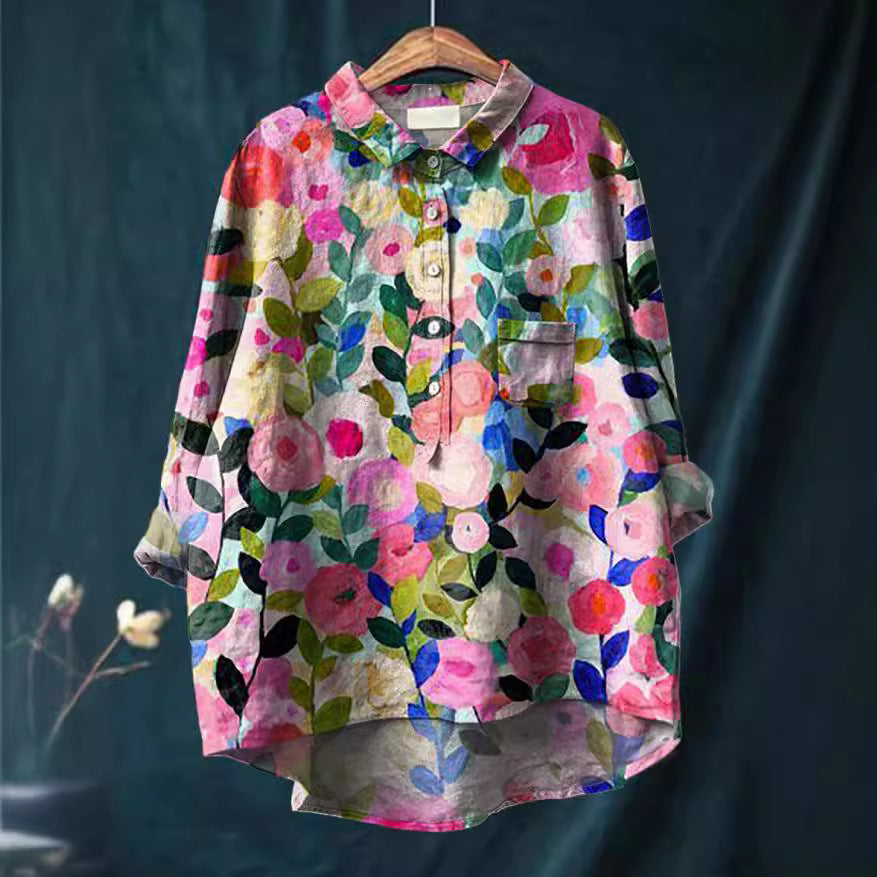 Franziska | Zomerblouse van katoen met bloeiende bloemenprint