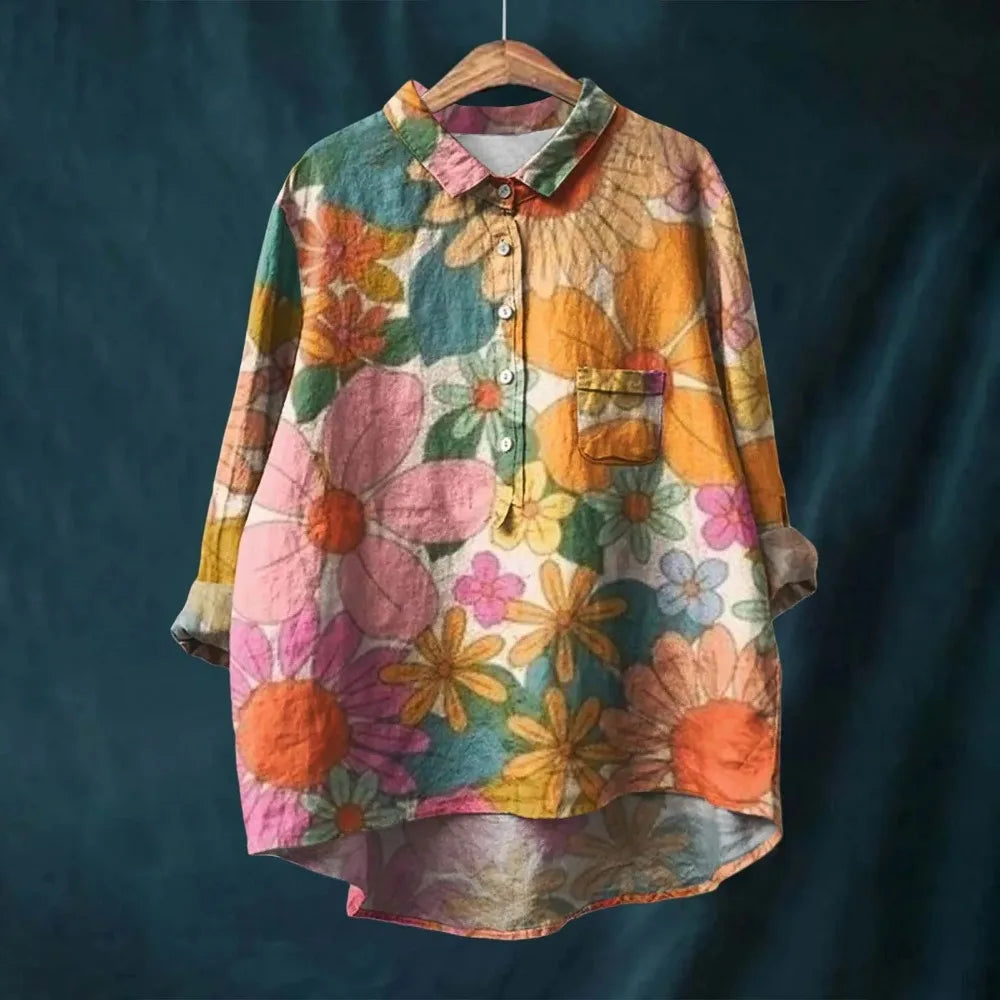 Franziska | Zomerblouse van katoen met bloeiende bloemenprint