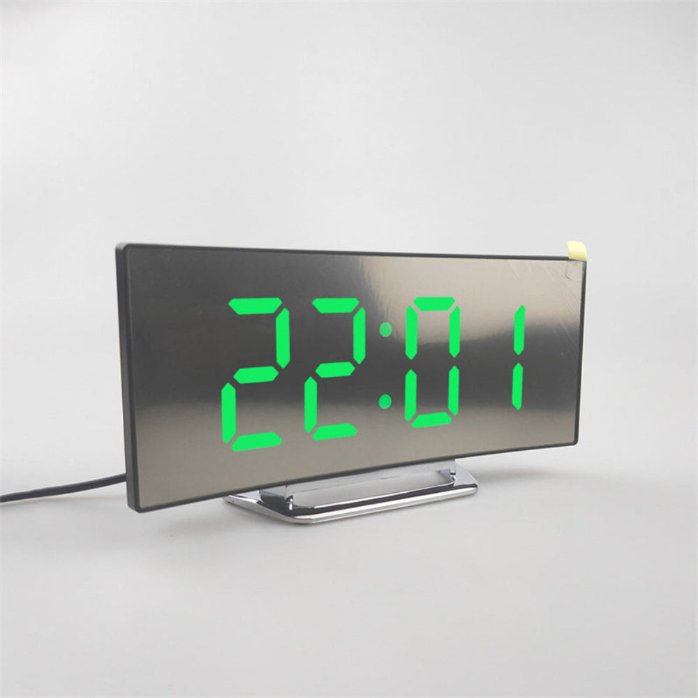 Specchio Curvo Orologio Digitale LED con Funzione Sveglia Doppia