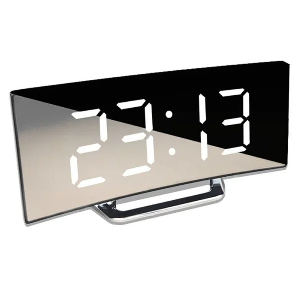Specchio Curvo Orologio Digitale LED con Funzione Sveglia Doppia