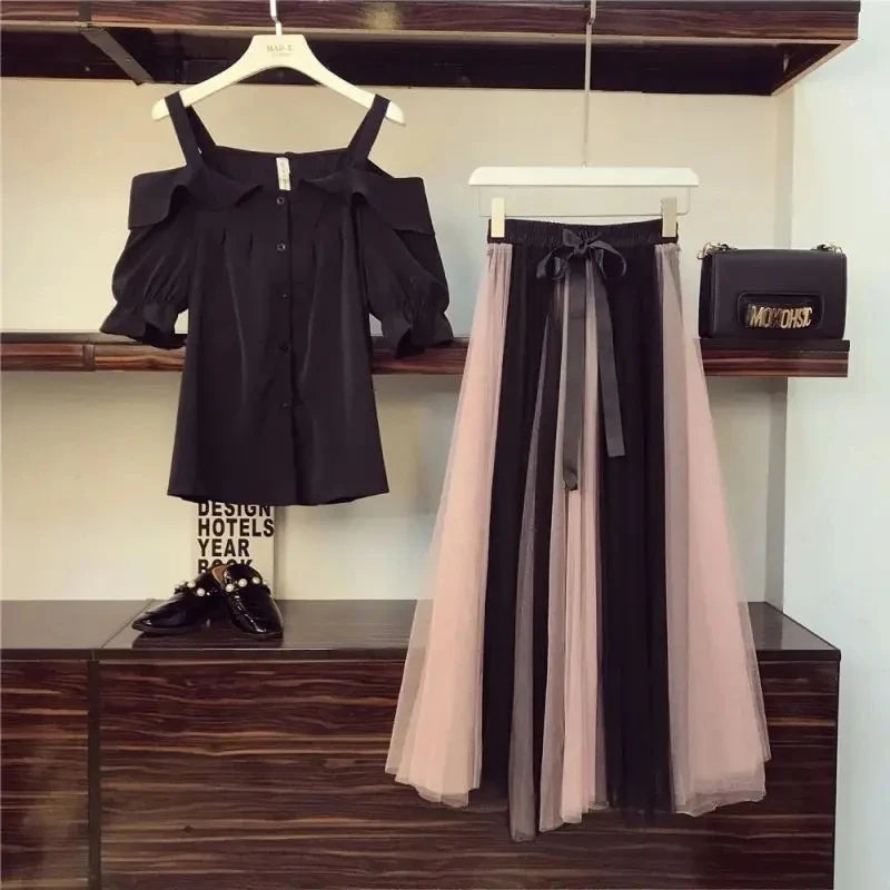 Luminique Vintage Chic Set a Due Pezzi a Righe in Tweed