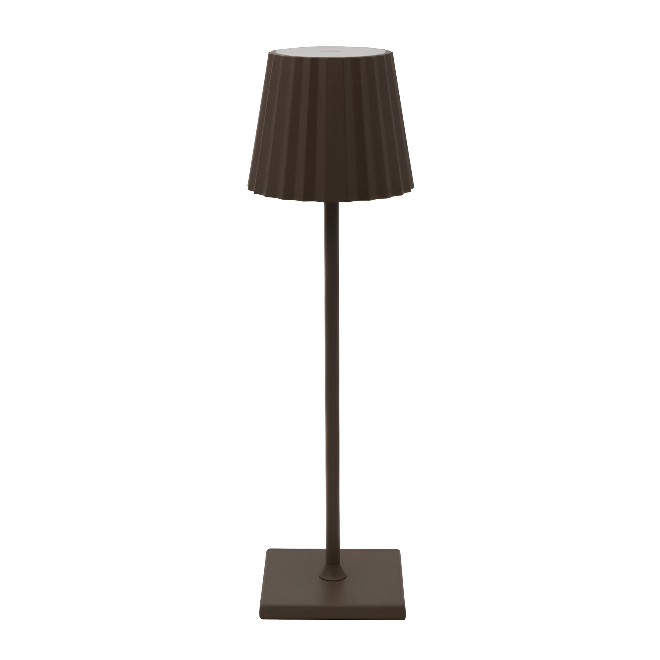 De Gellura LED-tafellamp in een stijlvolle bruine afwerking met een geplooide lampenkap biedt een moderne uitstraling voor elke ruimte. Het verstelbare ontwerp maakt het ideaal voor het creëren van de perfecte verlichting, zowel voor een gezellige sfeer als voor functionele verlichting. Perfect voor hedendaagse interieurs.
