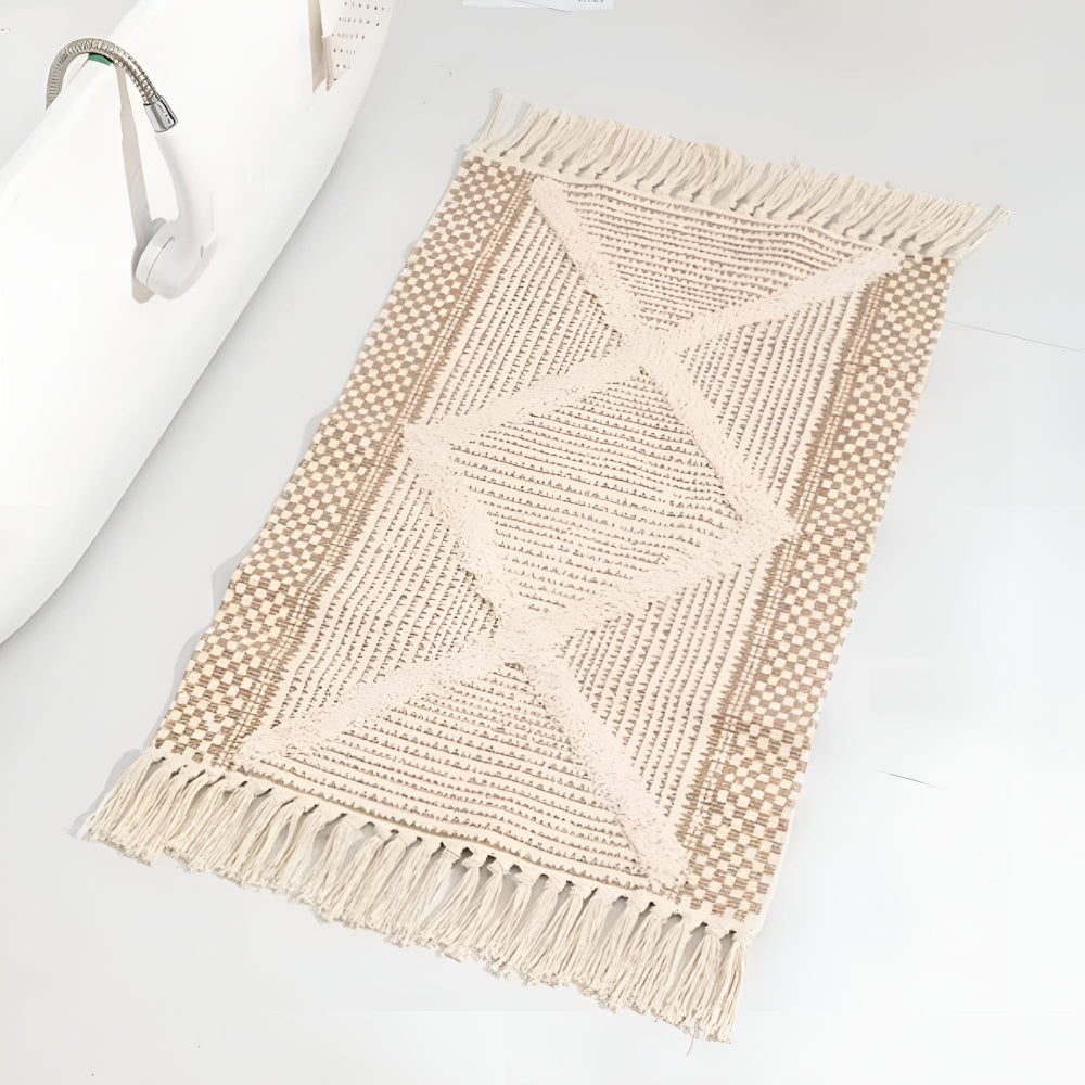 Geometrisch Boho Tapijt met Fransen