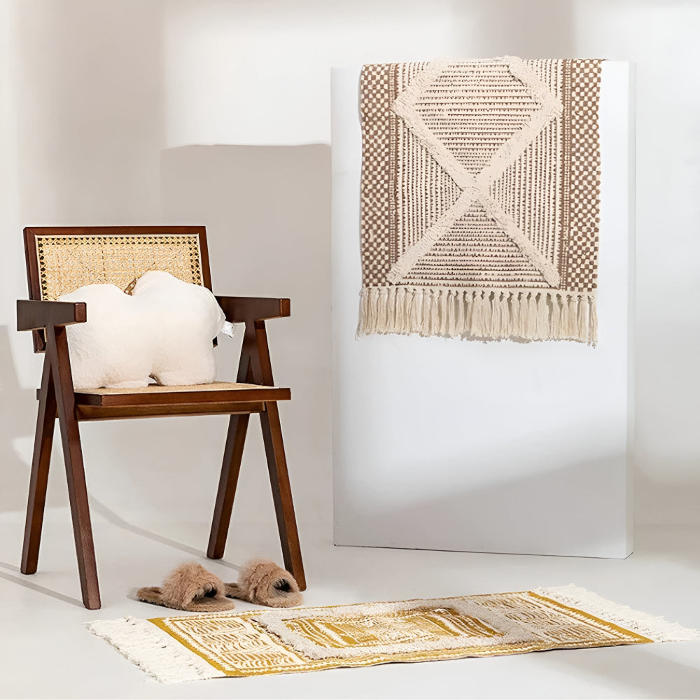 Geometrisch Boho Tapijt met Fransen