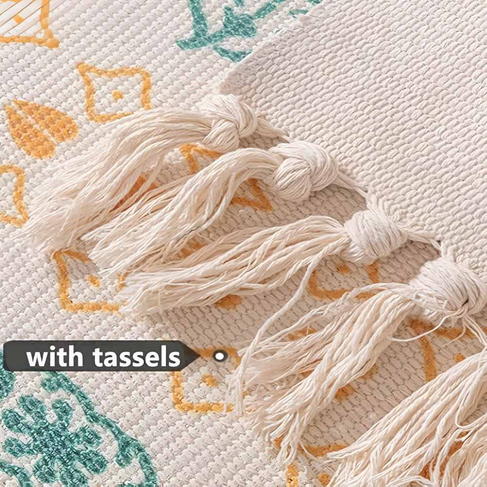 Geometrisch Boho Tapijt met Fransen