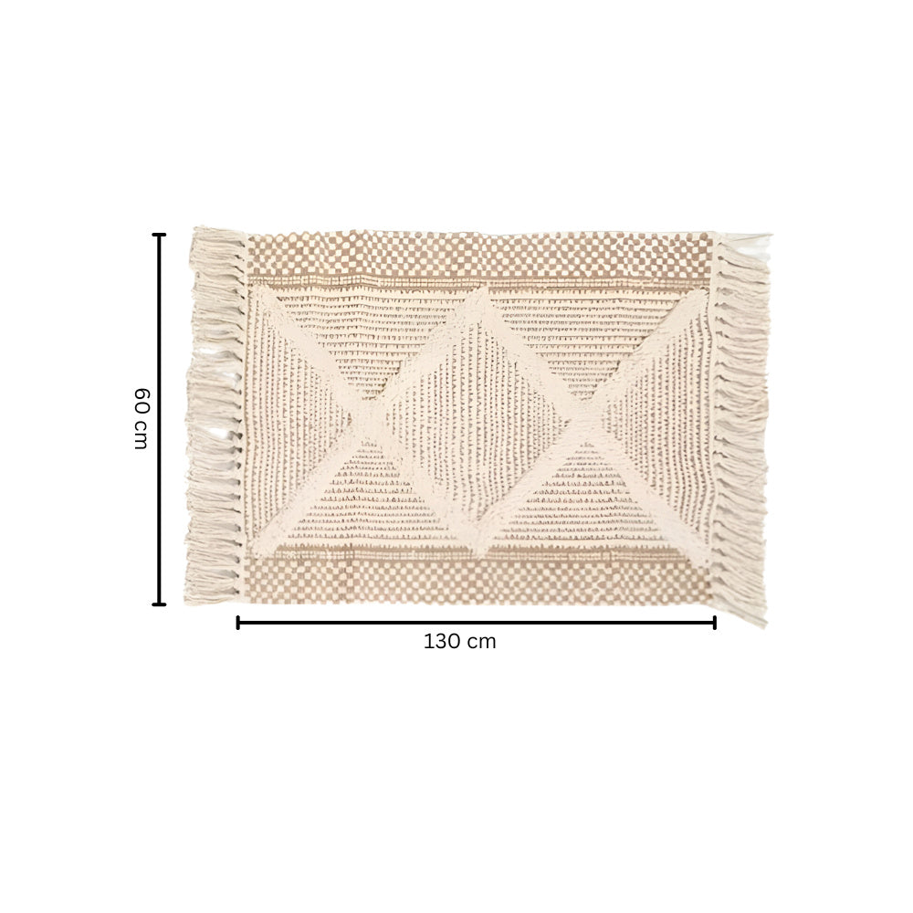 Geometrisch Boho Tapijt met Fransen