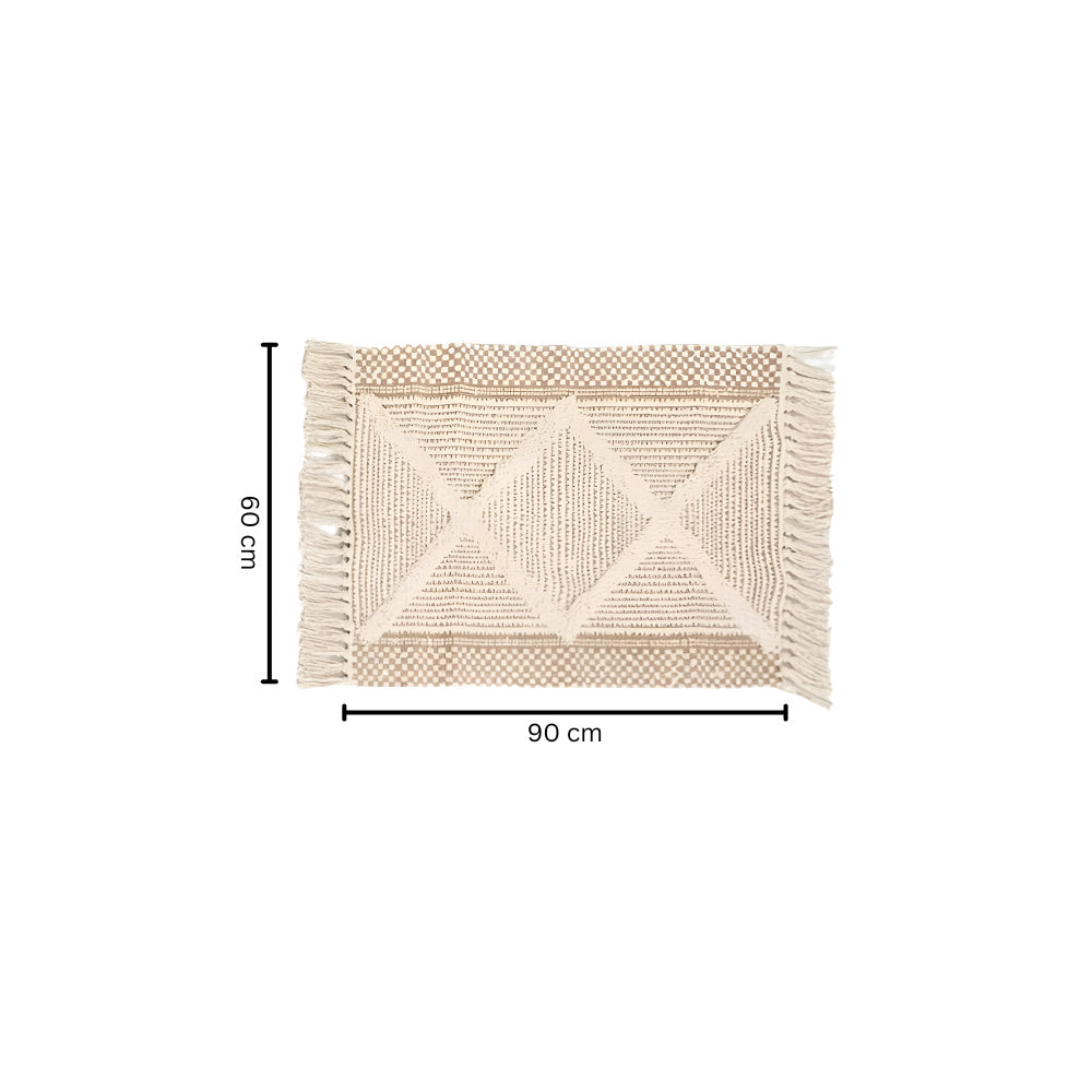 Geometrisch Boho Tapijt met Fransen