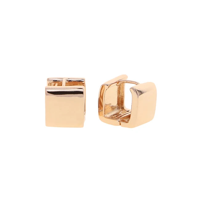 Luxe Golden Rectangular Huggie Chunky Hoop Earrings of Shiny Splendor