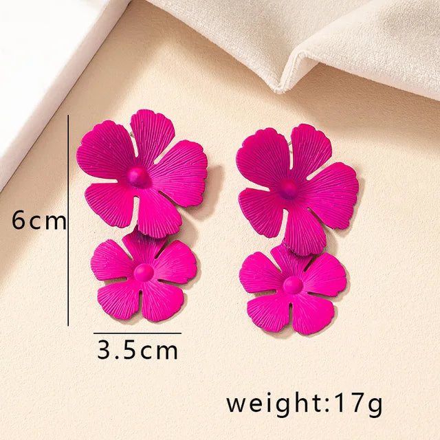 Colorful Geometric Flower Earrings - Fashion Accessories for Women