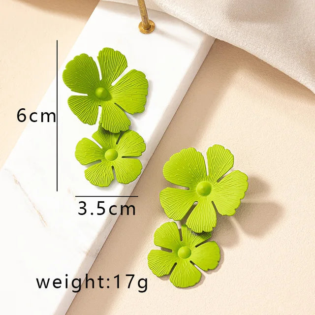 Colorful Geometric Flower Earrings - Fashion Accessories for Women