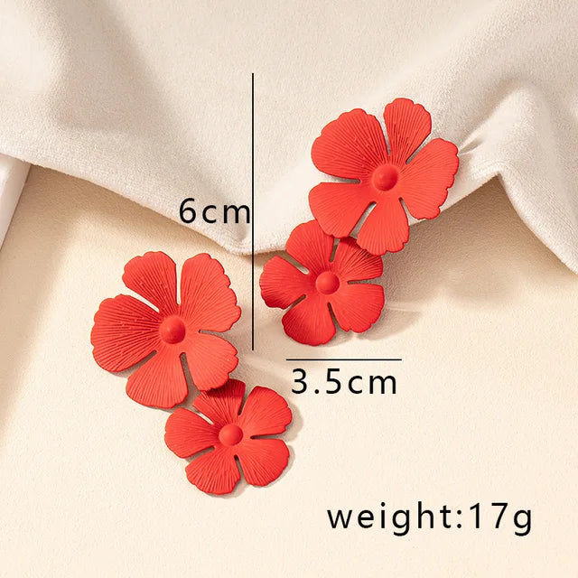 Colorful Geometric Flower Earrings - Fashion Accessories for Women