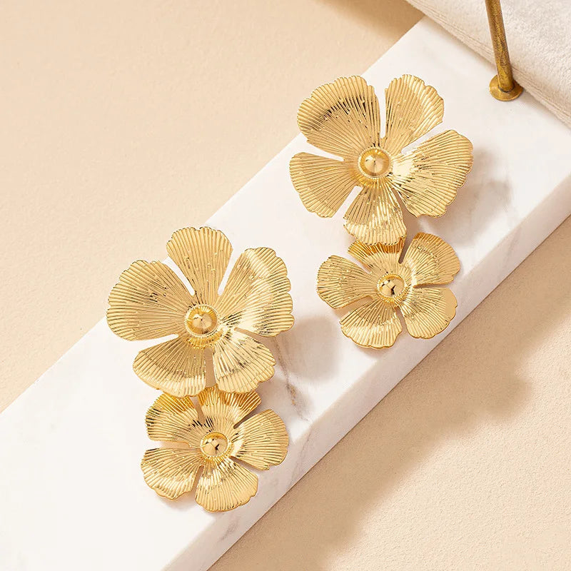 Colorful Geometric Flower Earrings - Fashion Accessories for Women