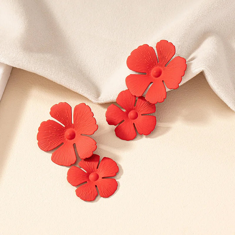Colorful Geometric Flower Earrings - Fashion Accessories for Women