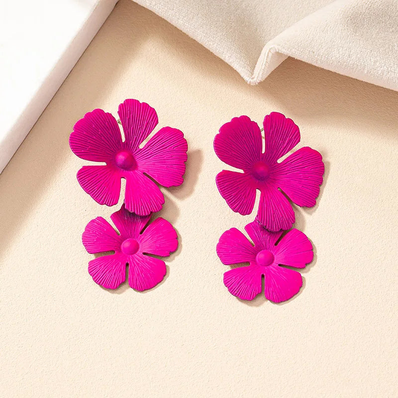 Colorful Geometric Flower Earrings - Fashion Accessories for Women