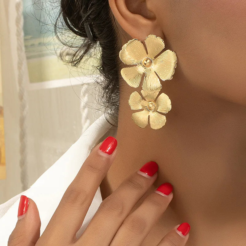 Colorful Geometric Flower Earrings - Fashion Accessories for Women