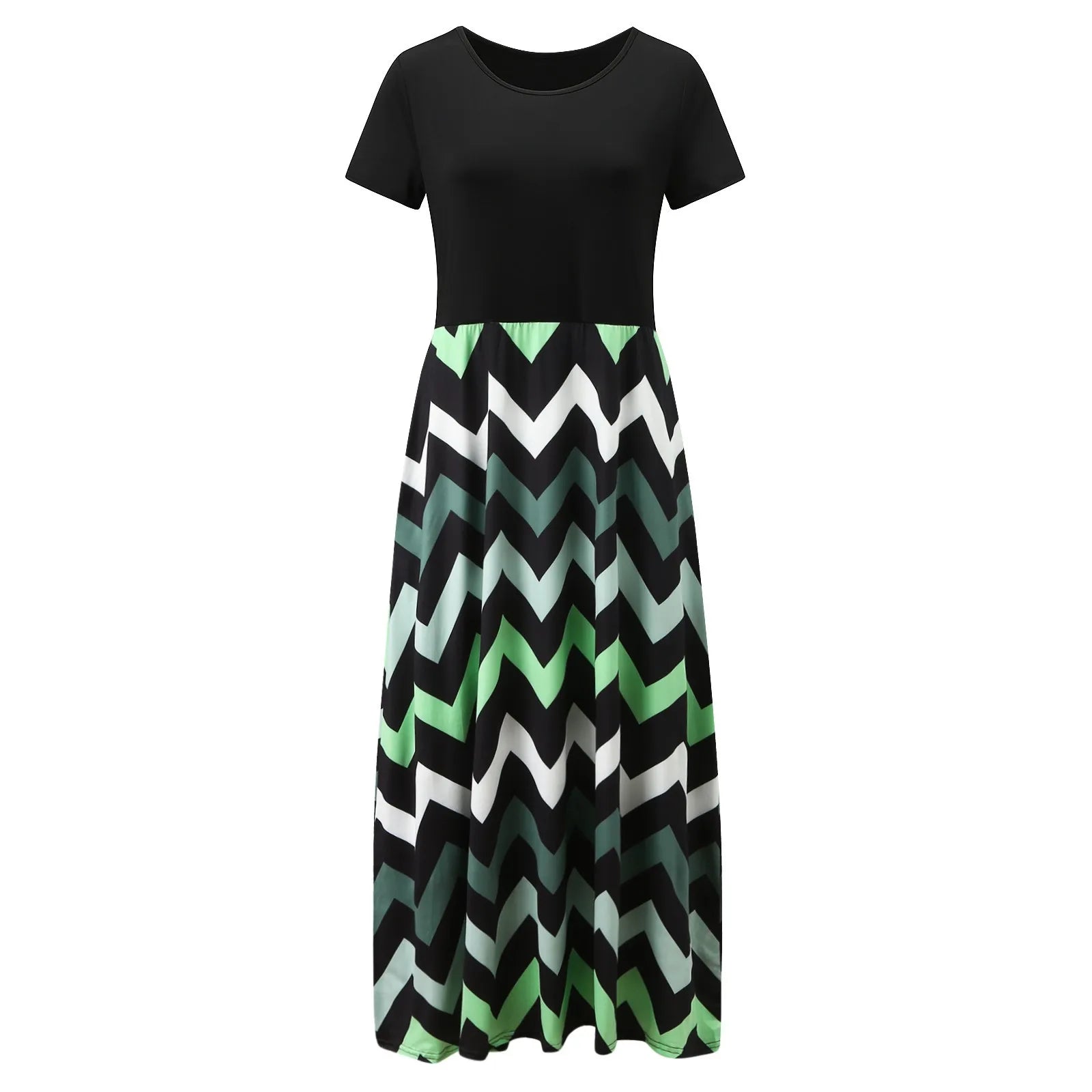 Radiant Beauty Geometric Print Patchwork Sleeveless Dress