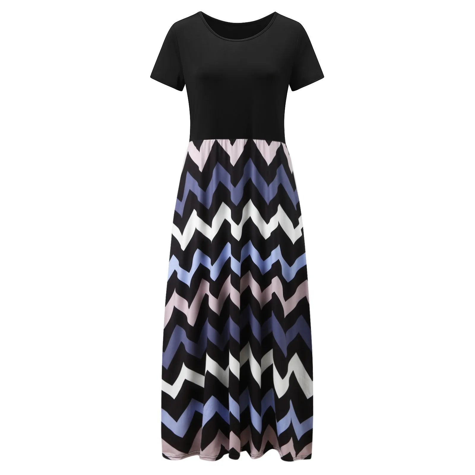 Radiant Beauty Geometric Print Patchwork Sleeveless Dress