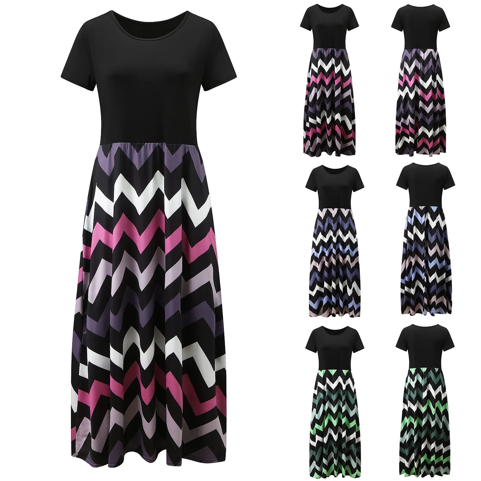 Radiant Beauty Geometric Print Patchwork Sleeveless Dress