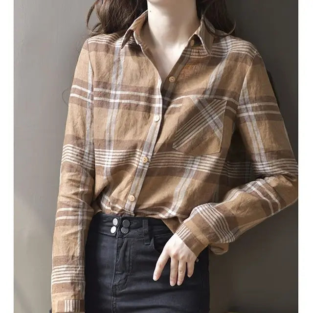 Kariertes Hemd Oberteile - Stilvolle Damenbluse für einen lässigen Vintage-Look