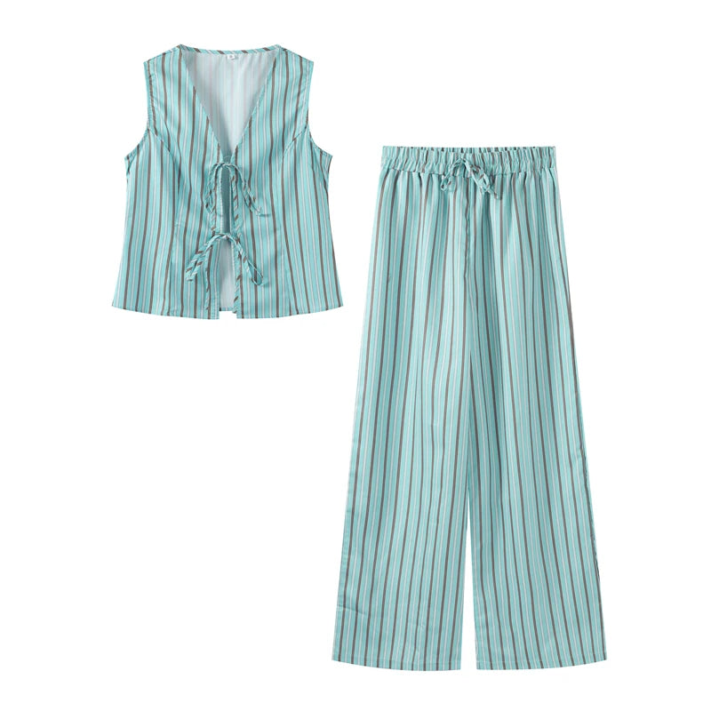 Bohemian Glow Vest Pants Suit Set