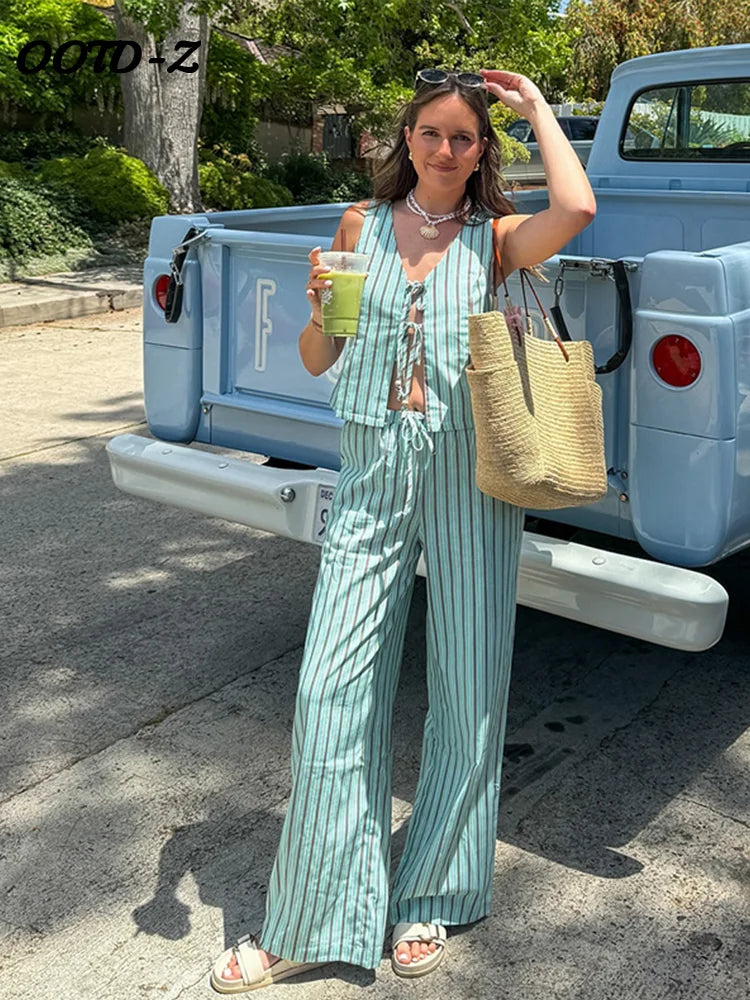 Bohemian Glow Vest Pants Suit Set