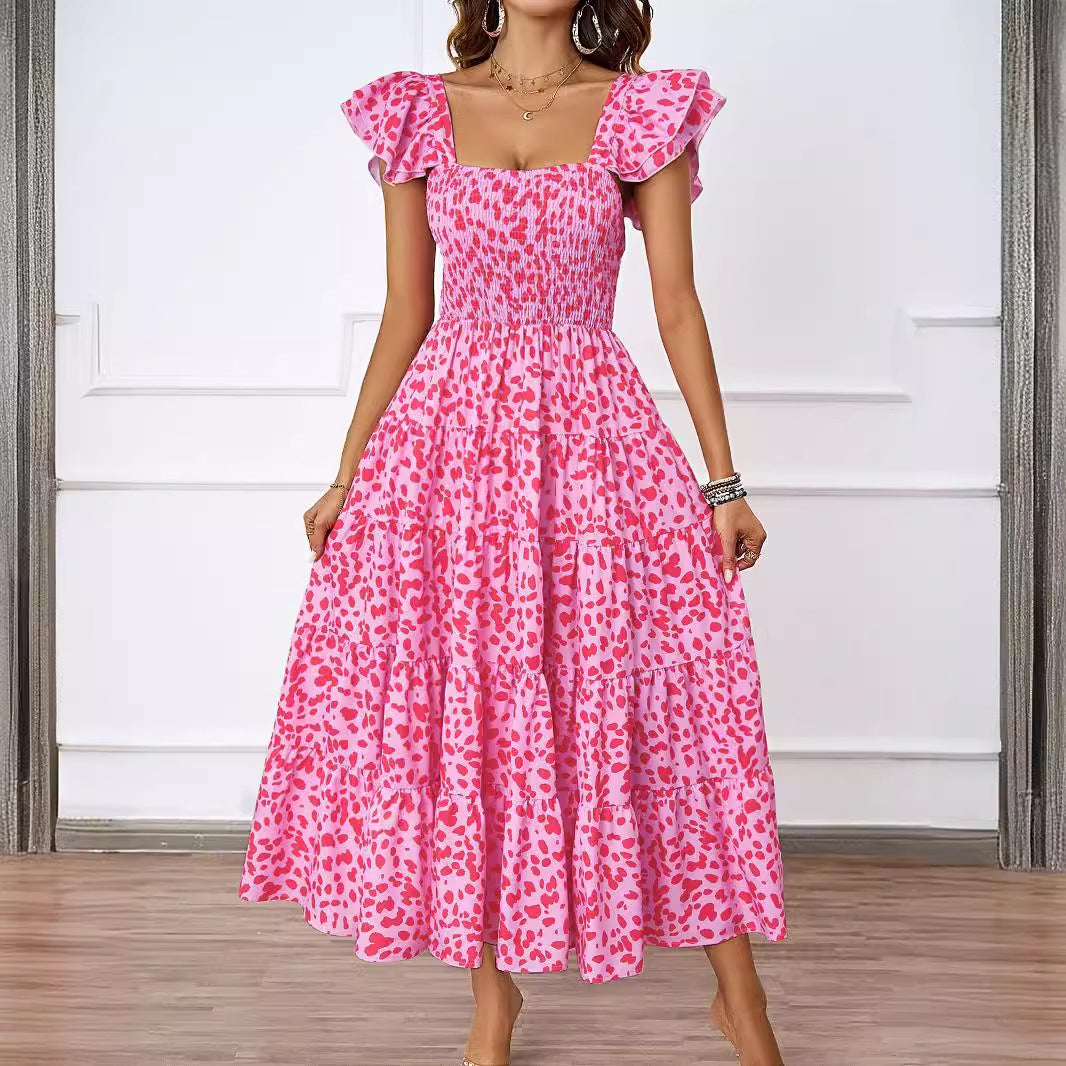 Giada | Maxi -jurk met gekrulde lijfje en gekrulde riemen