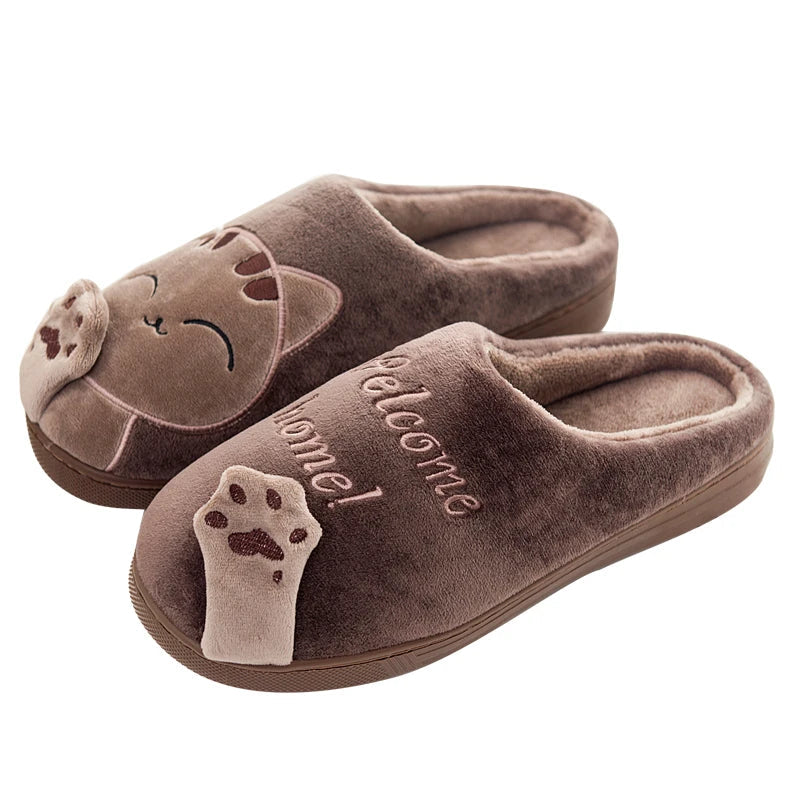 Giada | Zachte winterpantoffels voor dames met antislip kattenmotief