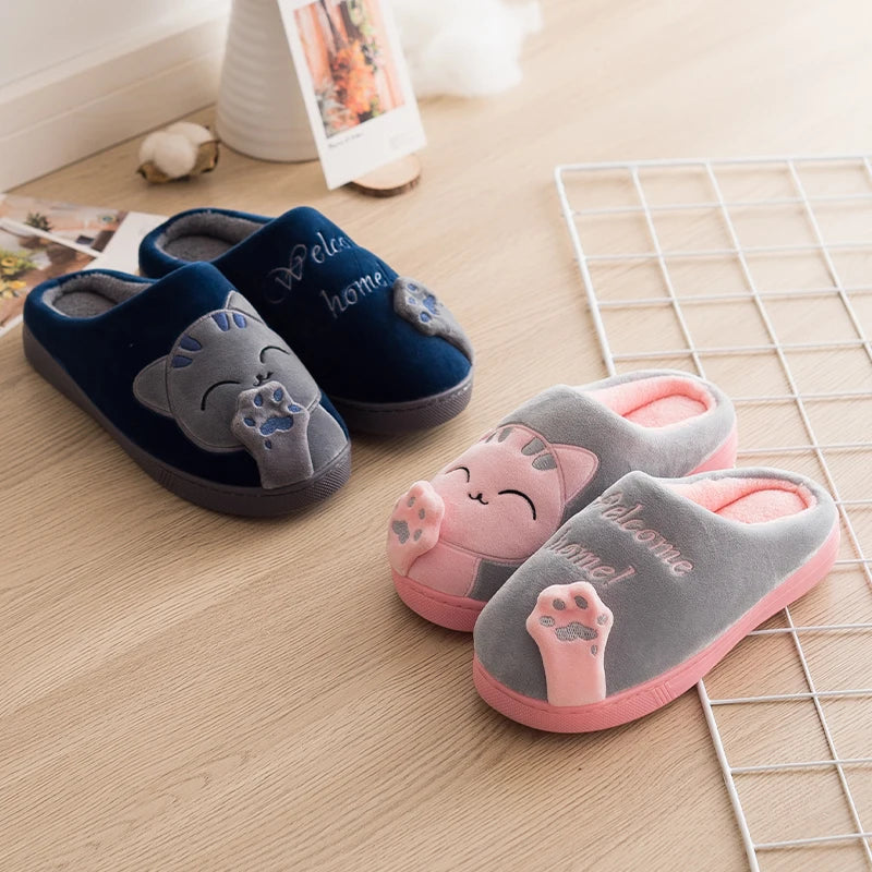 Giada | Zachte winterpantoffels voor dames met antislip kattenmotief