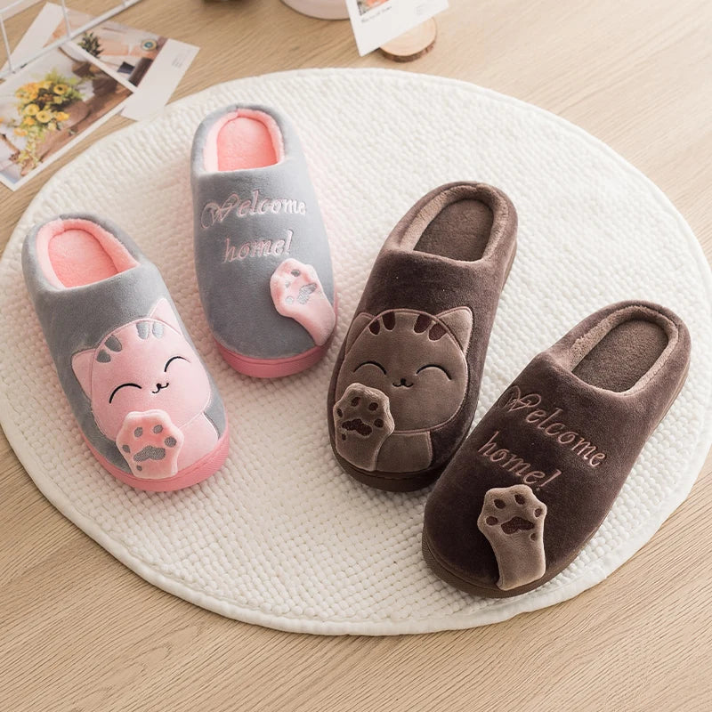 Giada | Zachte winterpantoffels voor dames met antislip kattenmotief