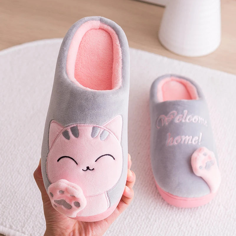 Giada | Zachte winterpantoffels voor dames met antislip kattenmotief